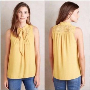 Maeve Yellow Luca Tie-Neck Blouse